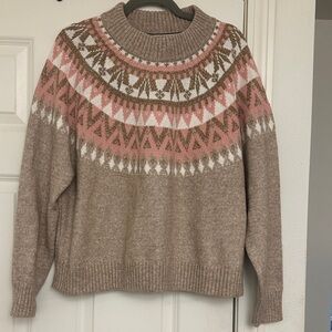 Tommy Hilfiger Sparkling Fair Isle Sweater Pink/Gold/Beige Size 1X NWT